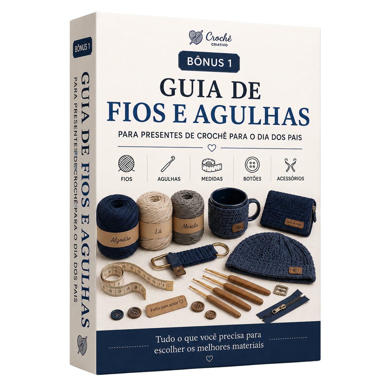 Mockup do Guia de Fios e Agulhas para Presentes Masculinos de Crochê
