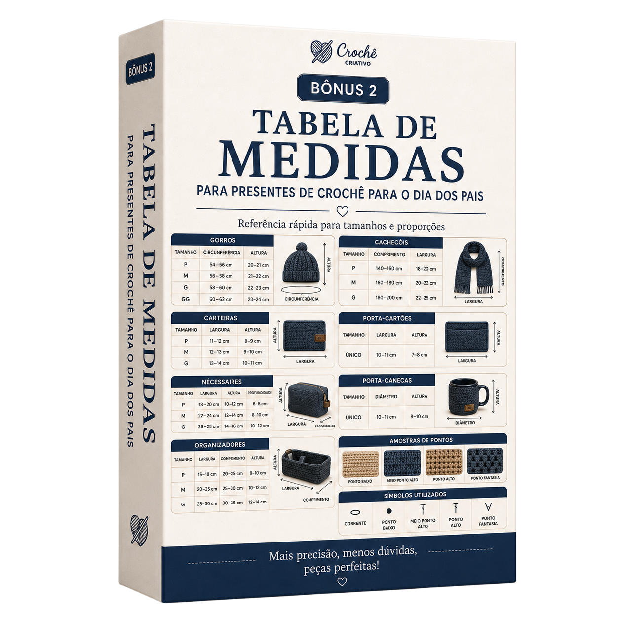 Mockup da Tabela de Medidas para Acessórios Masculinos de Crochê